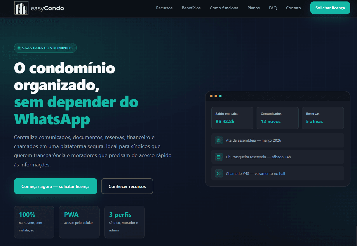 Screenshot do projeto EASYCONDO